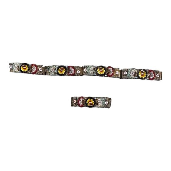 Vtg Italian Micro Mosaic Floral Bracelet Italy Italian Panel Extra Crafts READ - Picture 1 of 5